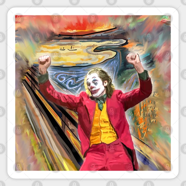 Scream painting - dance while the world is burning, Mr J - art print, poster Sticker by SmerkinGherkin